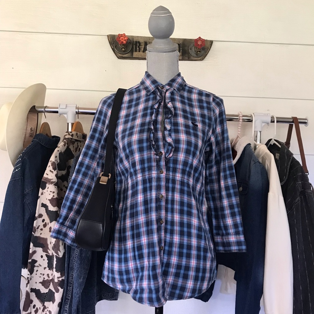 Abercrombie & Fitch Plaid Long Sleeve Blouse Women Size Medium